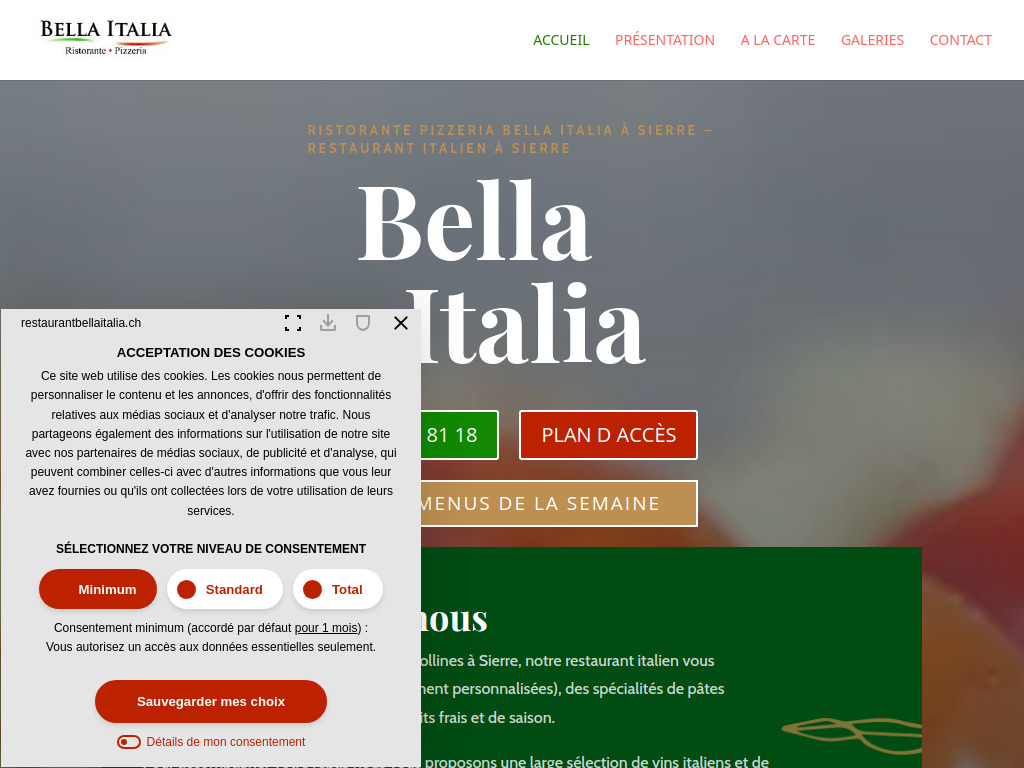 Website von Bella Italia in Sierre