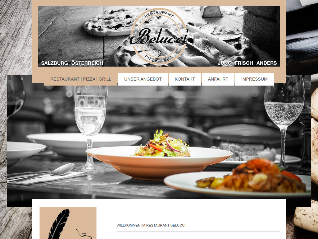 Website von Restaurant Belucci in Salzburg