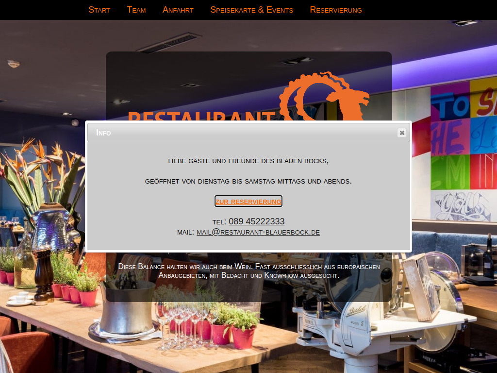 Website von Blauer Bock Restaurant GmbH & Co. KG in München