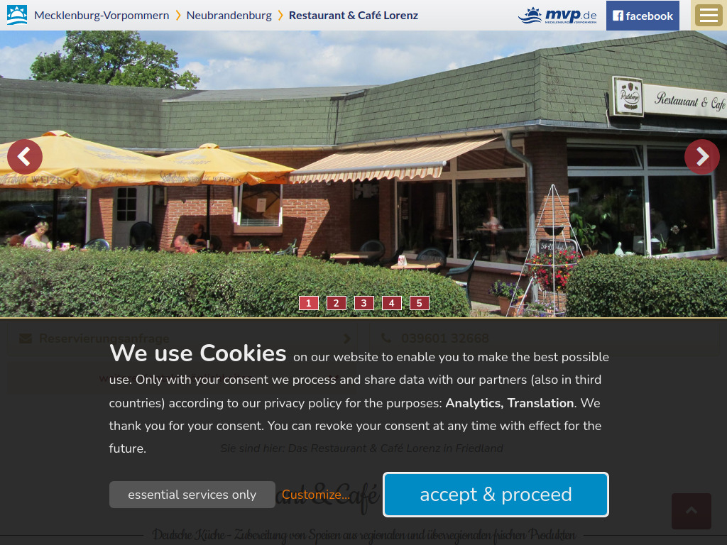 Website von Restaurant & Café Lorenz in Friedland