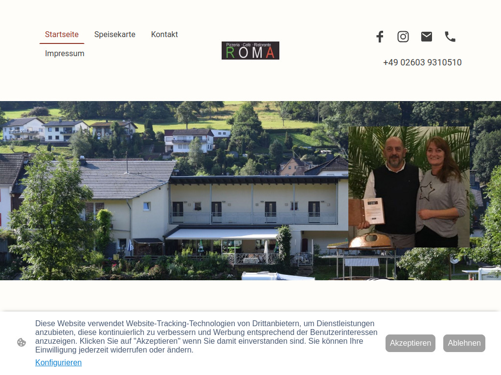 Website von Ristorante Cafe Roma in Dausenau