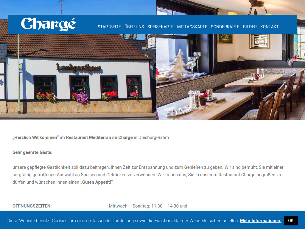 Website von Restaurant Chargé in Duisburg-Rahm