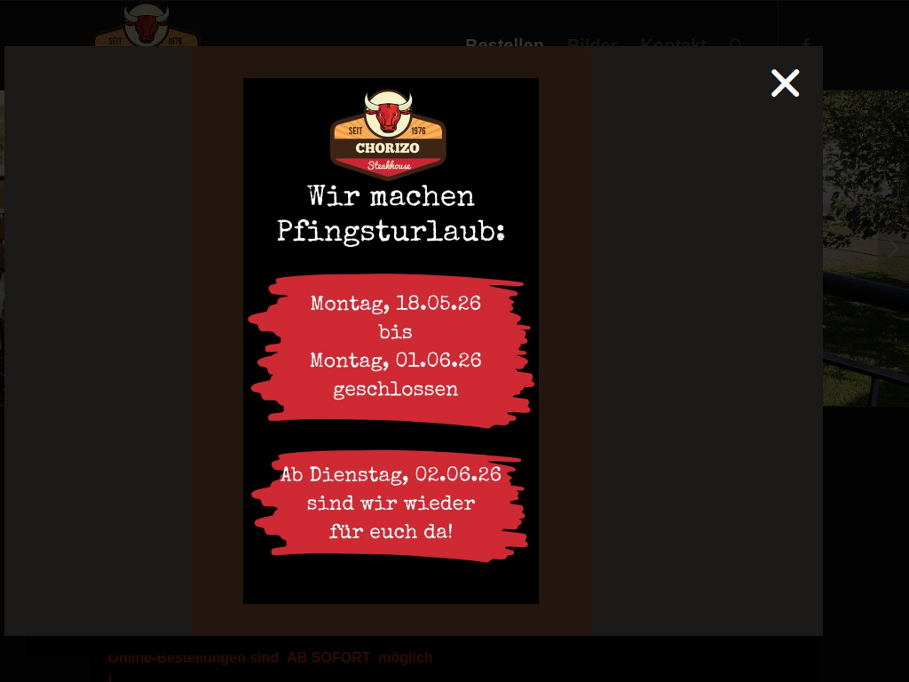 Website von Restaurant Chorizo in Mering
