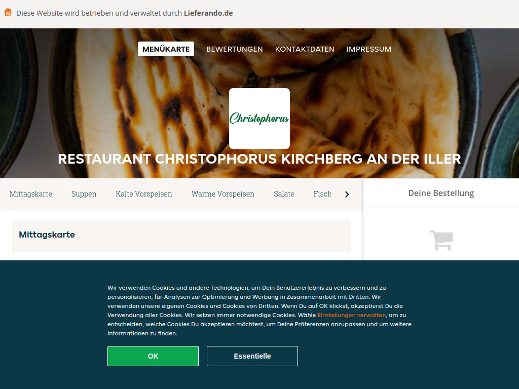 Website von restaurant-christophorus-kirchberg-an-der-iller.de in Kirchberg an der Iller