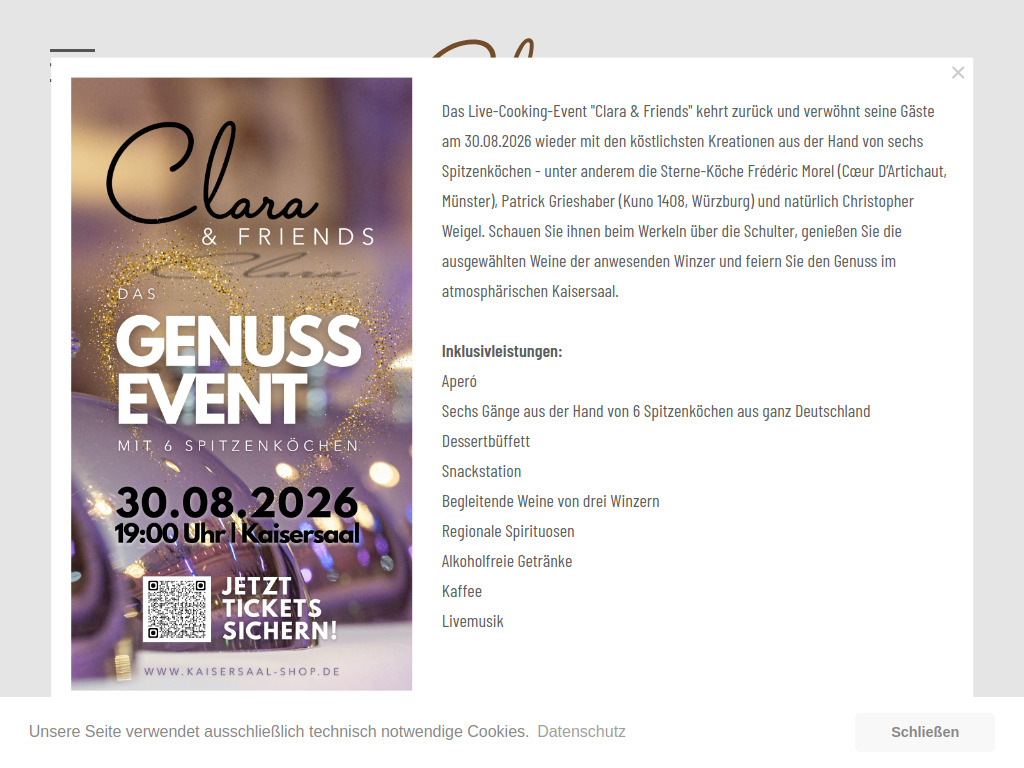 Website von Kaisersaal Gastronomie- & Veranstaltungs GmbH in Erfurt