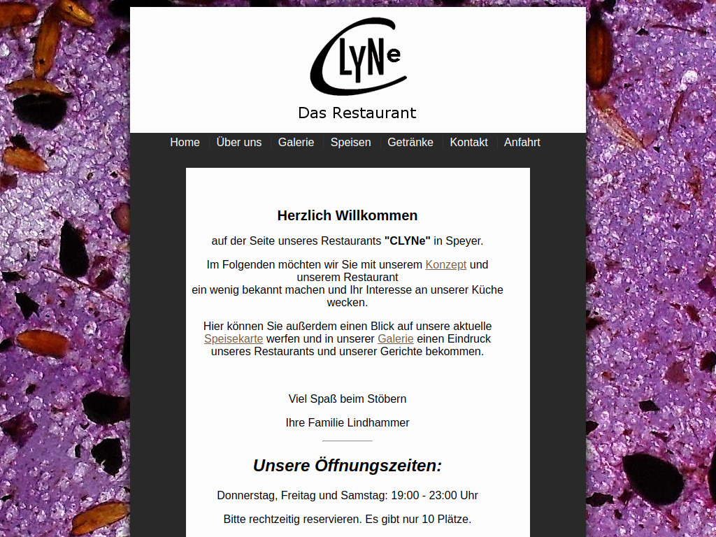 Website von Clyne - Das Restaurant in Speyer