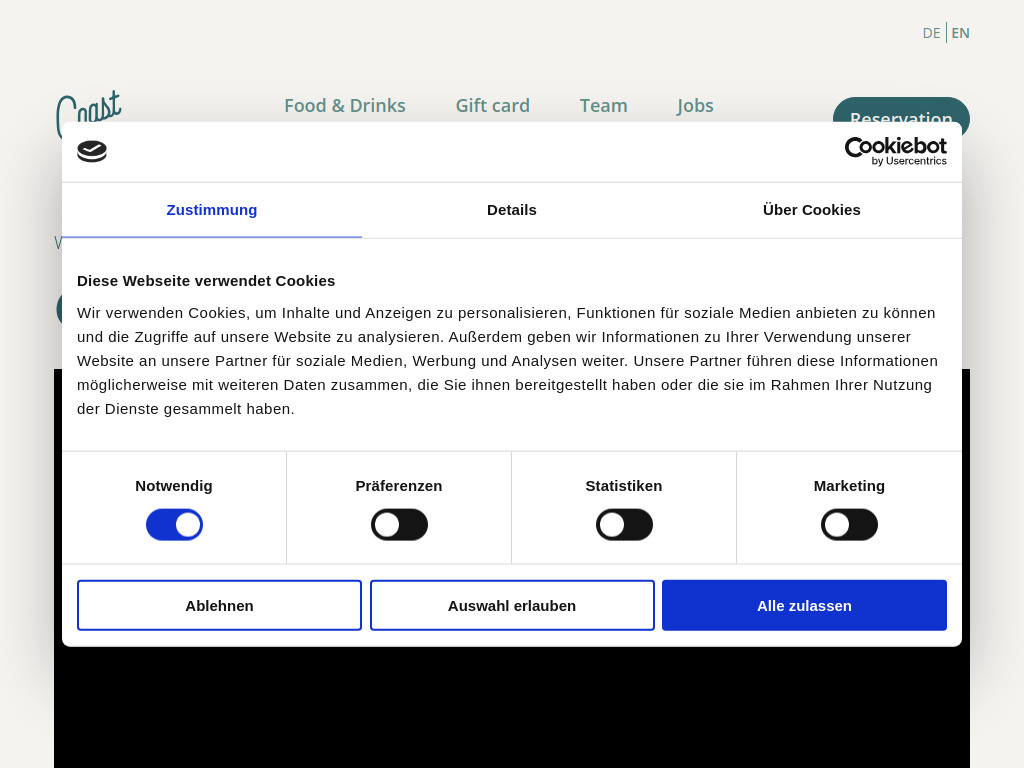 Website von Restaurant Coast Sylt GmbH in Rantum