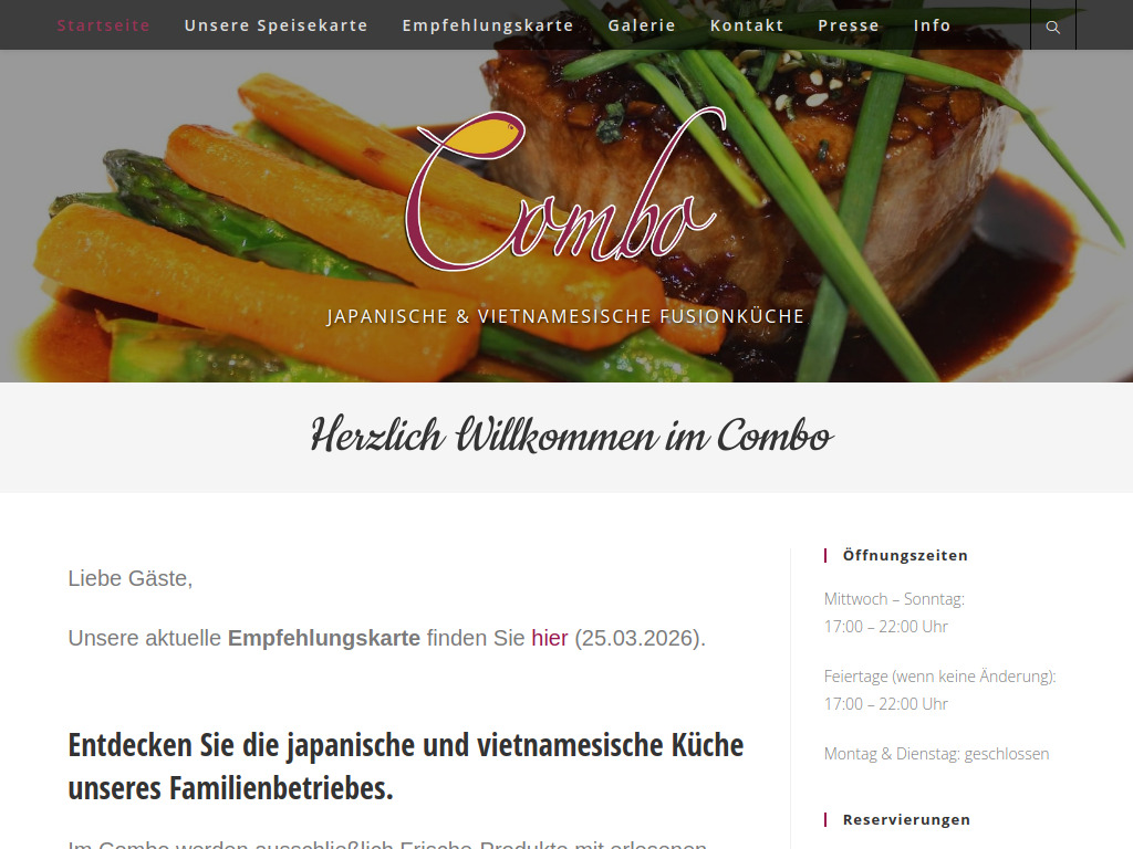 Website von Restaurant Combo in Düsseldorf