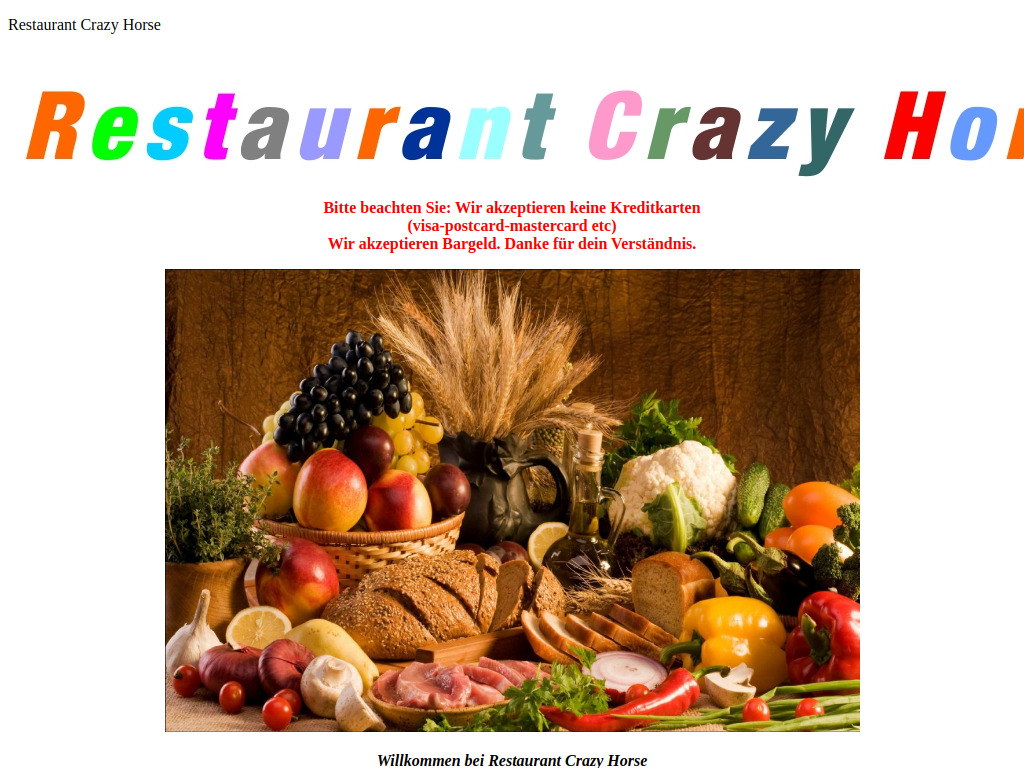 Website von Restaurant Crazy Horse in Muttenz
