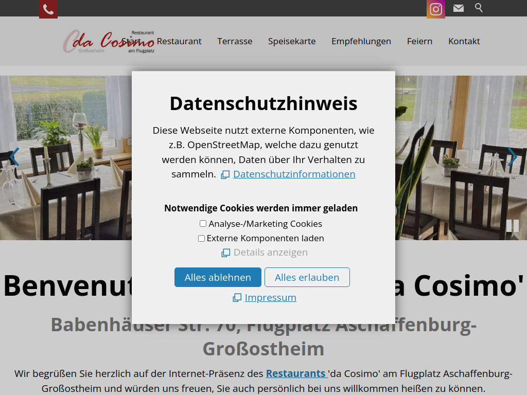 Website von Restaurant da Cosimo in Großostheim