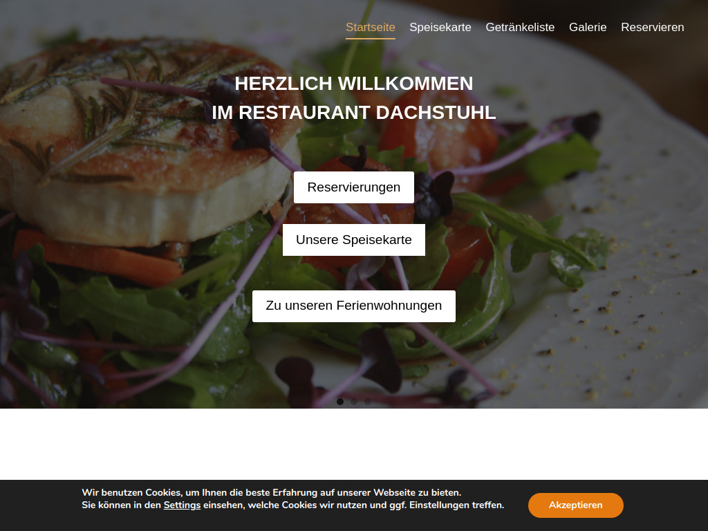 Website von Restaurant Dachstuhl