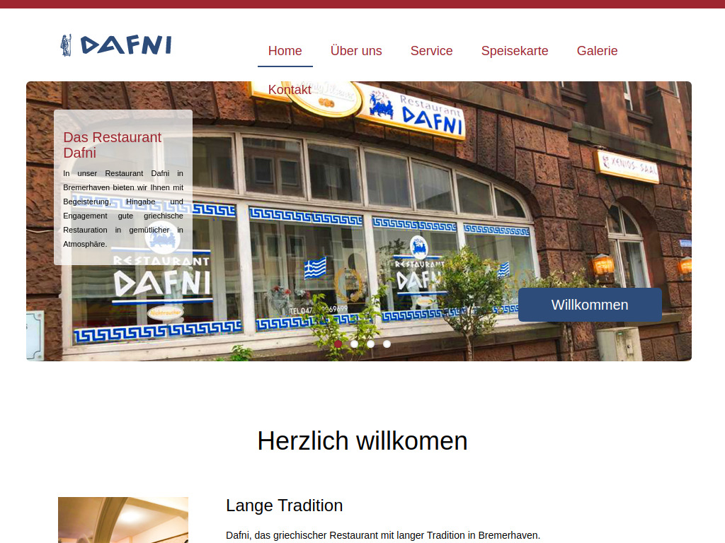 Website von Restaurant Dafni in Bremerhaven