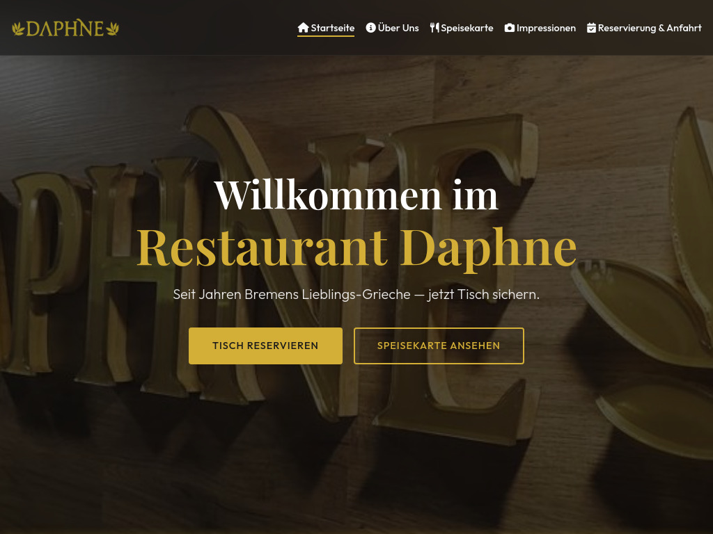 Website von Restaurant DAPHNE in Bremen