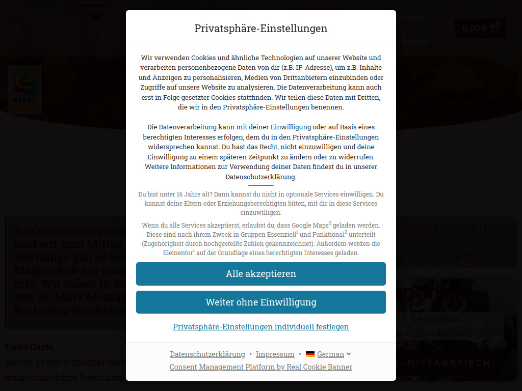 Website von Restaurant Daus in Wittlich