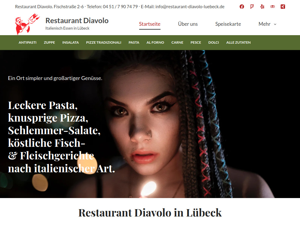 Website von Ristorante Diavolo in Lübeck