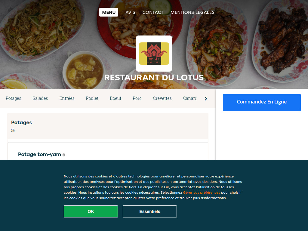 Website von Restaurant du Lotus - Commander un repas en ligne à Vevey in Vevey
