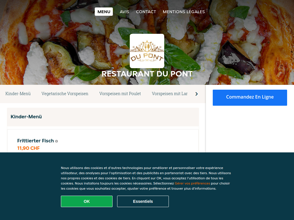 Website von Restaurant du Pont - Commander un repas en ligne à Nidau in Nidau