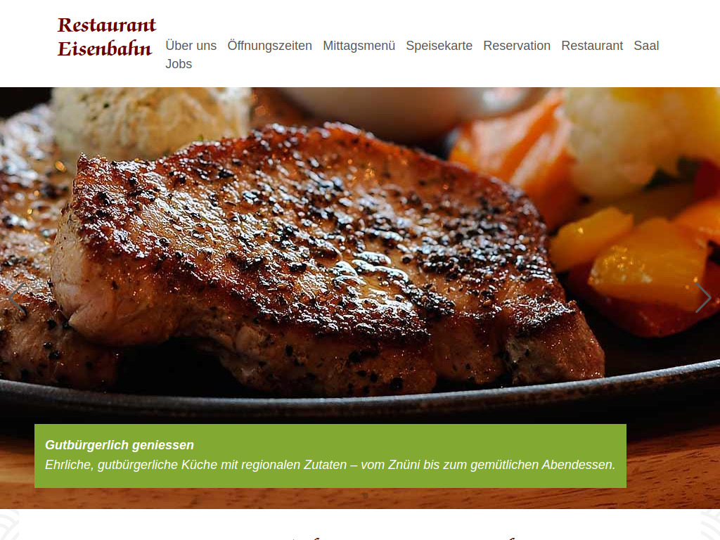 Website von Restaurant Eisenbahn in Bischofszell