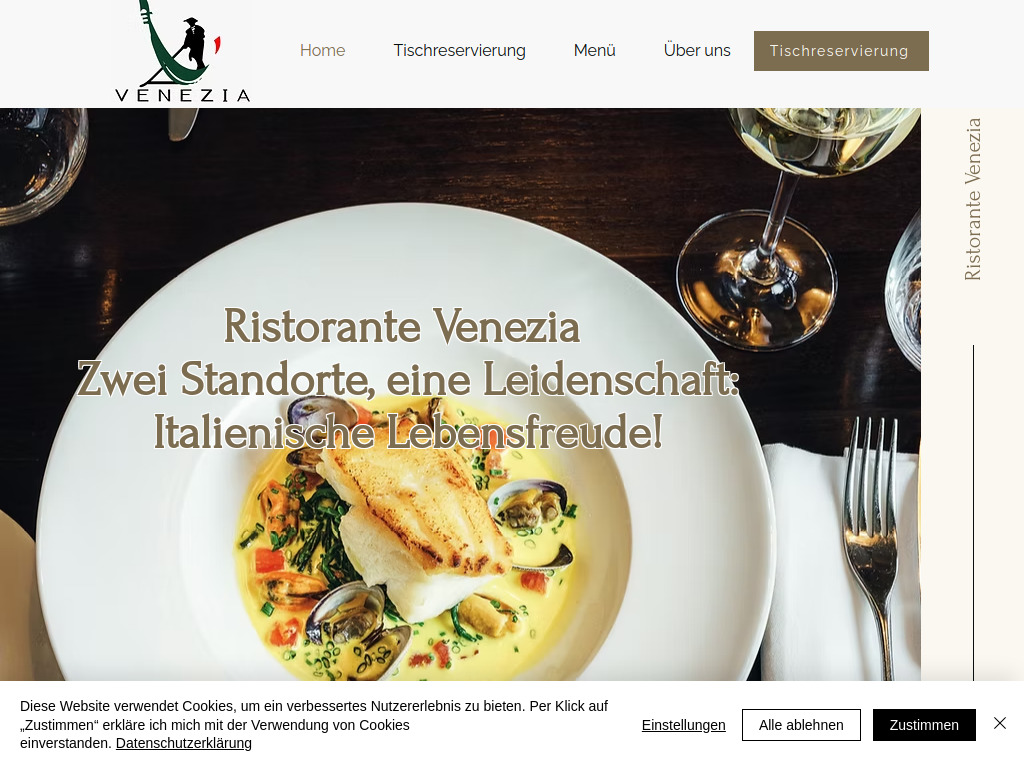 Website von Restaurant Venezia Altstadt in Bülach