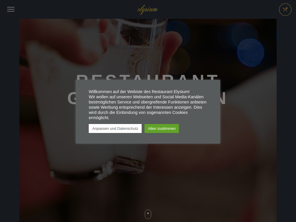 Website von Restaurant Elysium in Karlsruhe