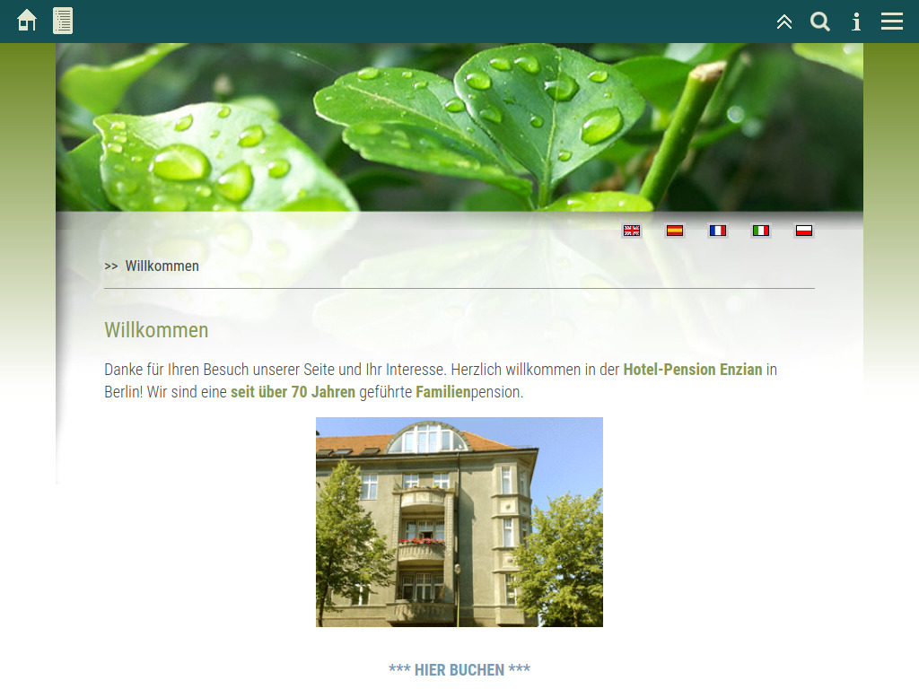 Website von Hotel-Pension Enzian in Berlin