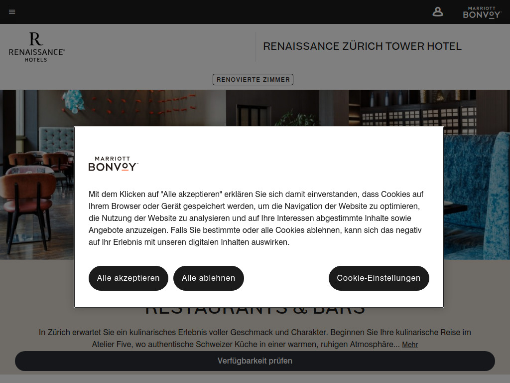 Website von Restaurants in Zürich Schweiz