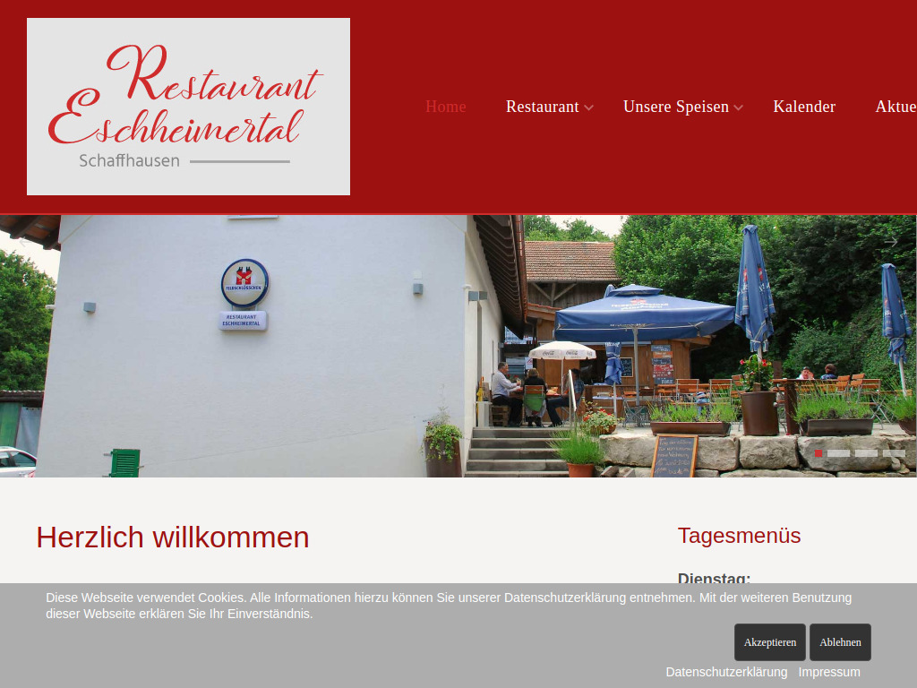 Website von Restaurant Eschheimertal in Schaffhausen
