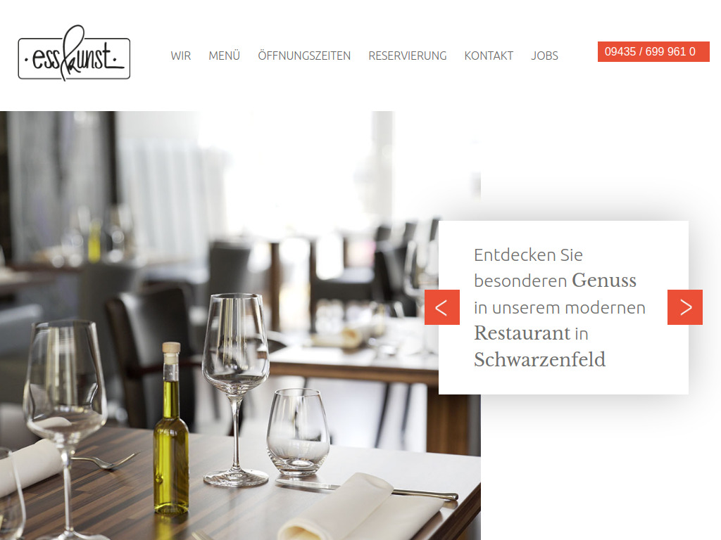Website von Restaurant esskunst in Schwarzenfeld
