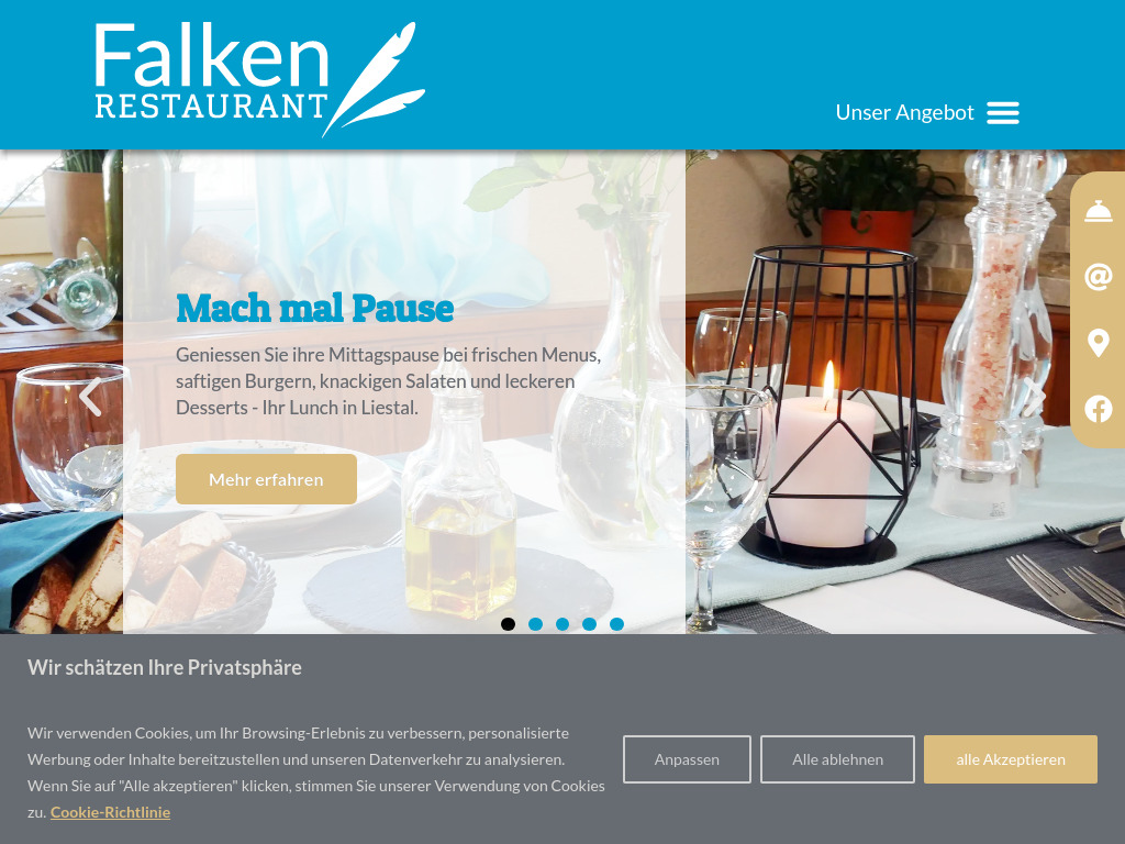 Website von Restaurant Falken in Liestal