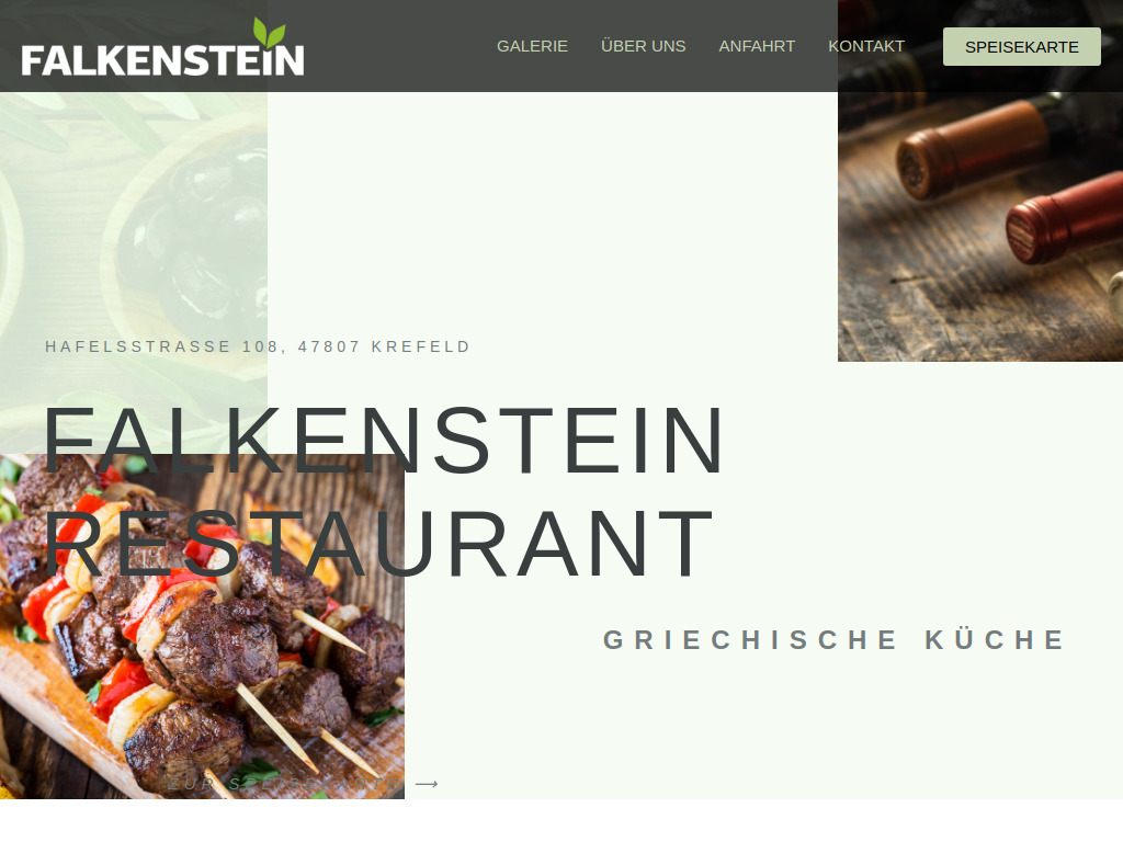 Website von Restaurant Falkenstein in Krefeld