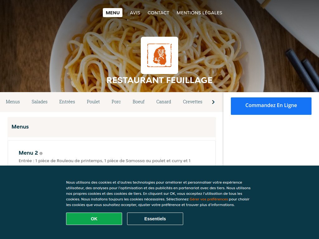Website von Restaurant Feuillage - Commander un repas en ligne à Marin-Epagnier in Marin-Epagnier