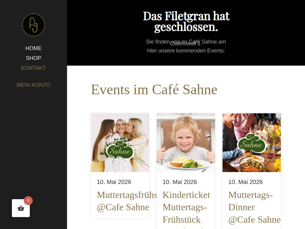 Website von Restaurant filetgran! in Bocholt