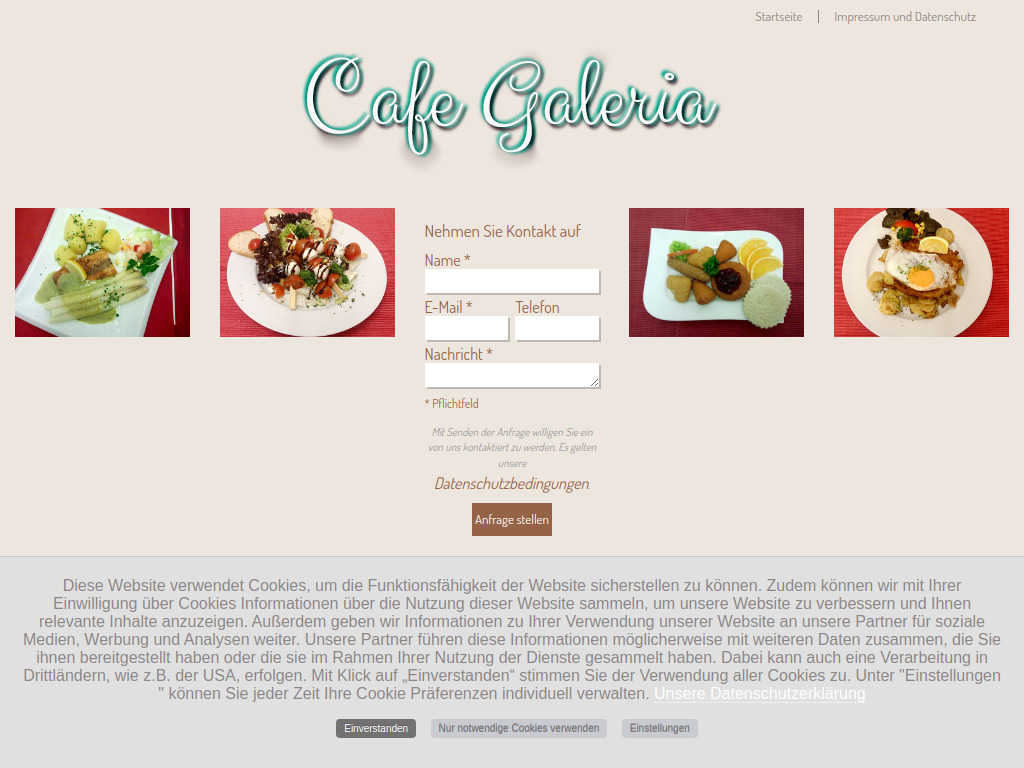 Website von Cafe Galeria in Freital