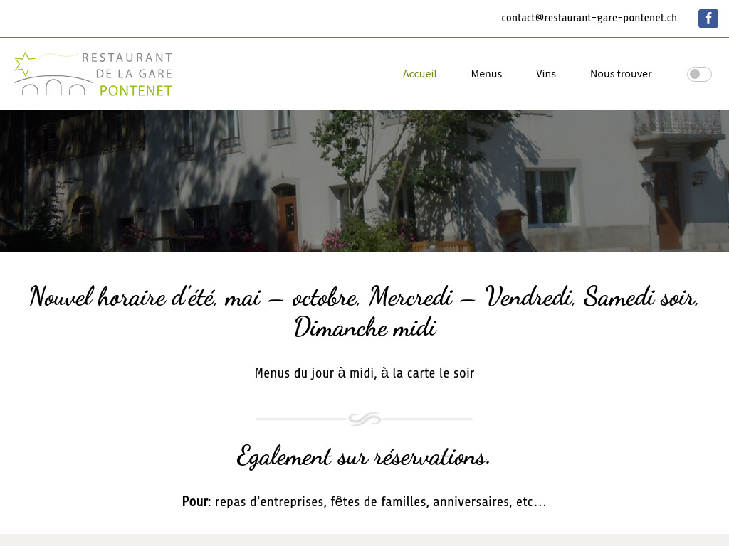 Website von Restaurant de la gare Pontenet
