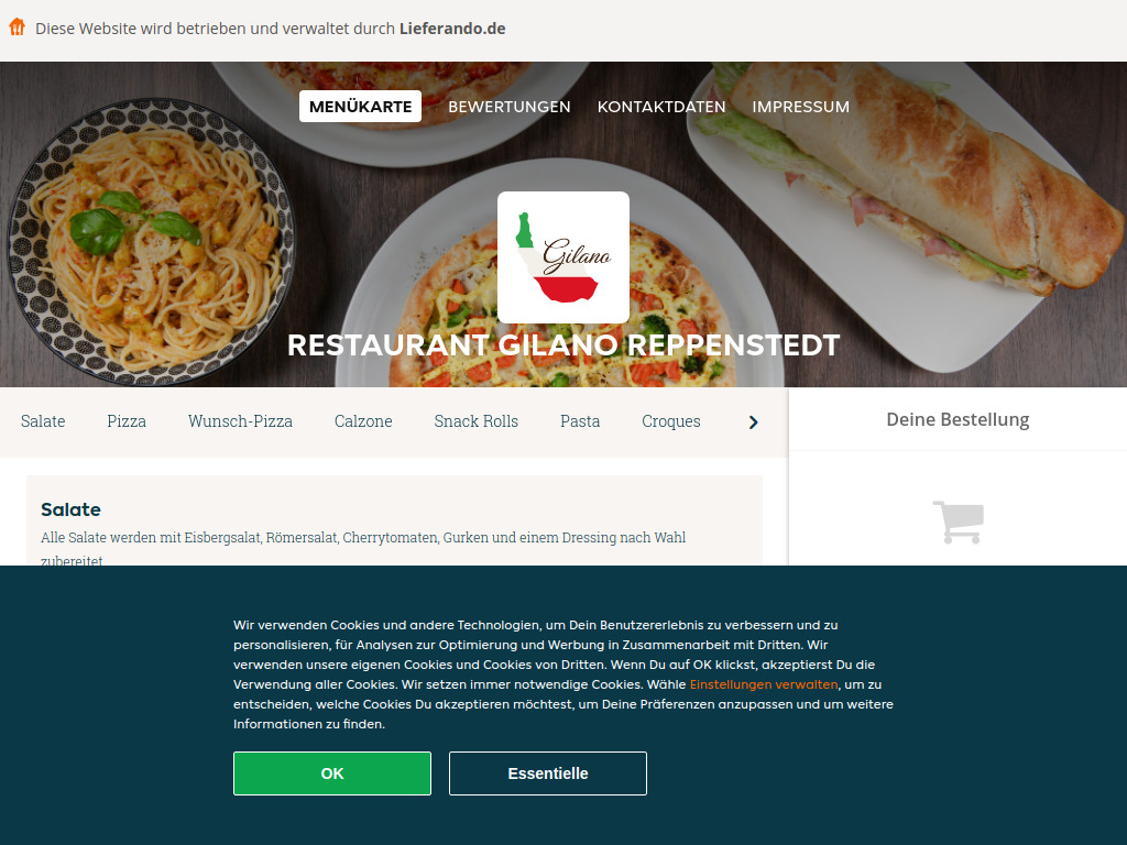 Website von Restaurant Gilano Reppenstedt - Essen online bestellen in Reppenstedt in Reppenstedt