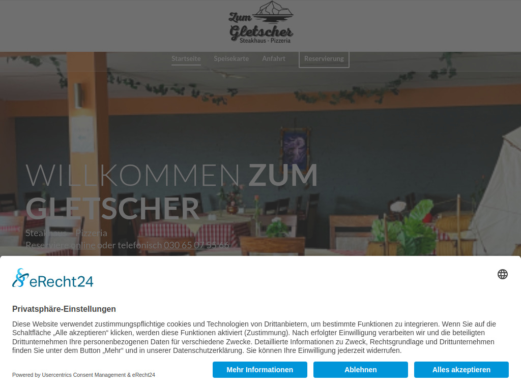 Website von Zum Gletscher in Berlin