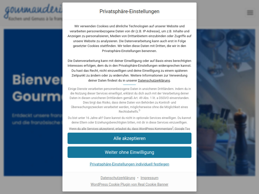 Website von Gourmanderie - Förderverein Deutscher & Französischer Esskultur e.V. in Berlin