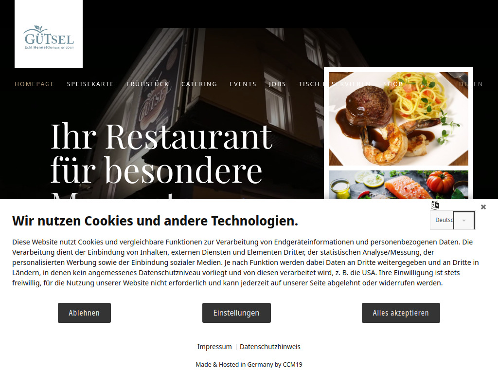 Website von Restaurant Gütsel in Gütersloh