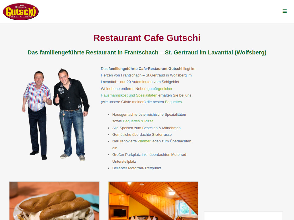 Website von Restaurant Stefan Gutschi in St.Gertraud