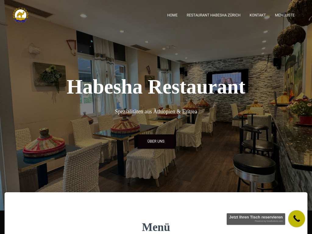 Website von Restaurant Habesha in Zürich