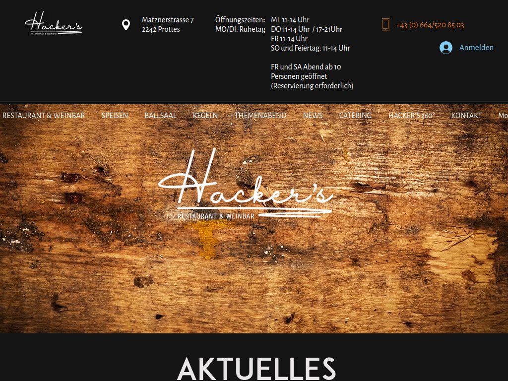 Website von Restaurant Hackers