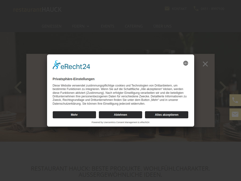 Website von Restaurant Hauck in Hamberge