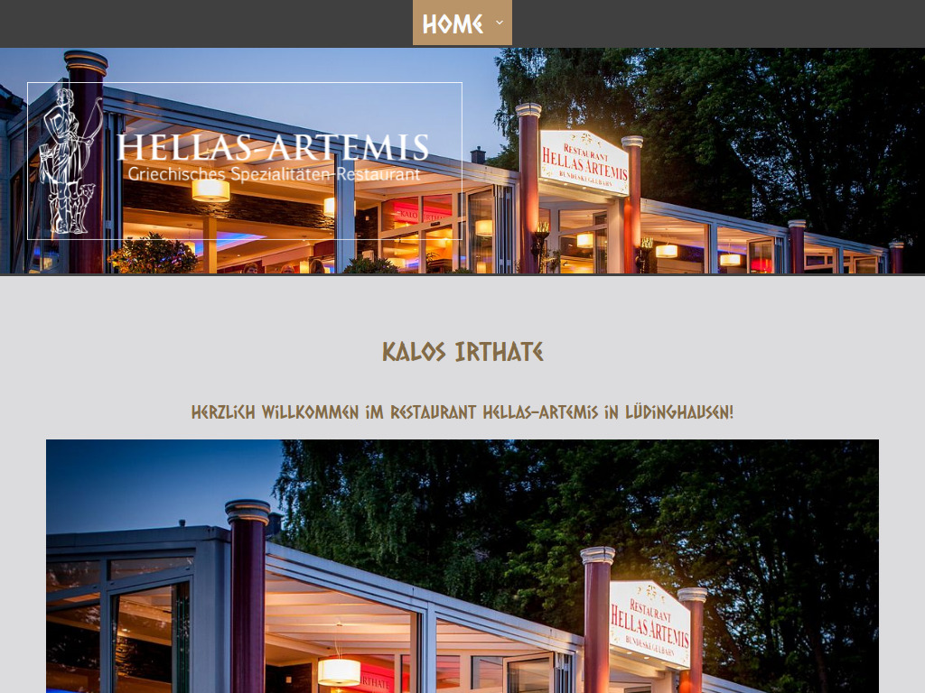 Website von Restaurant Hellas Artemis GmbH in Lüdinghausen