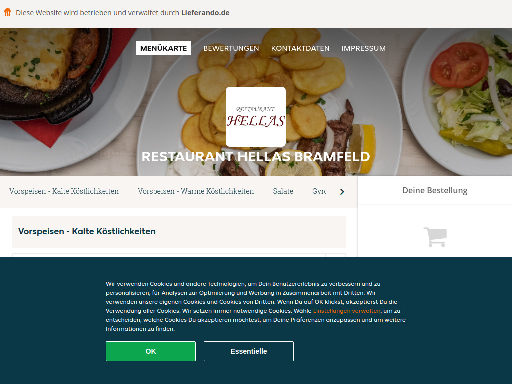 Website von Restaurant Hellas Bramfeld - Essen online bestellen in Hamburg in Hamburg