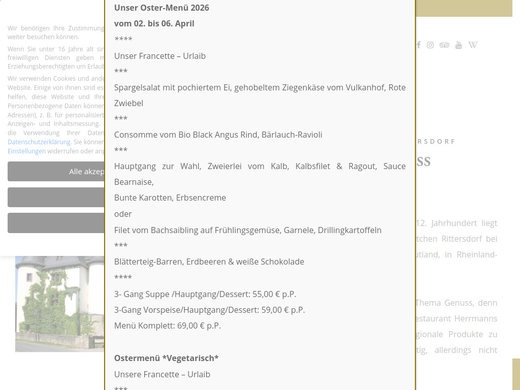 Website von Restaurant HERRMANN'S in Rittersdorf