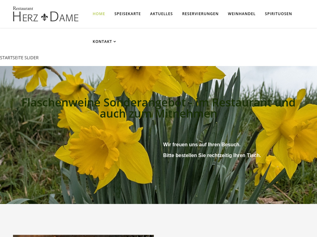 Website von Restaurant "Herz Dame" in Münster-Nienberge