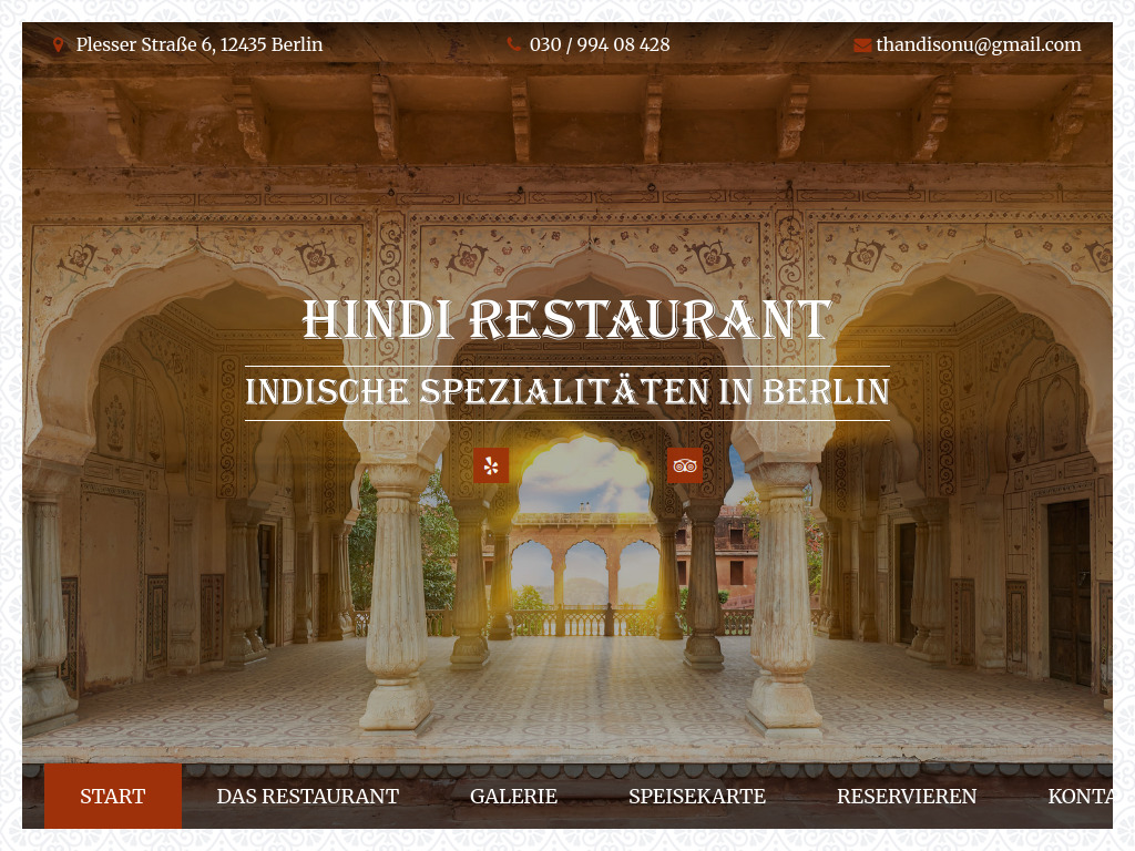 Website von Hindi Restaurant in Berlin