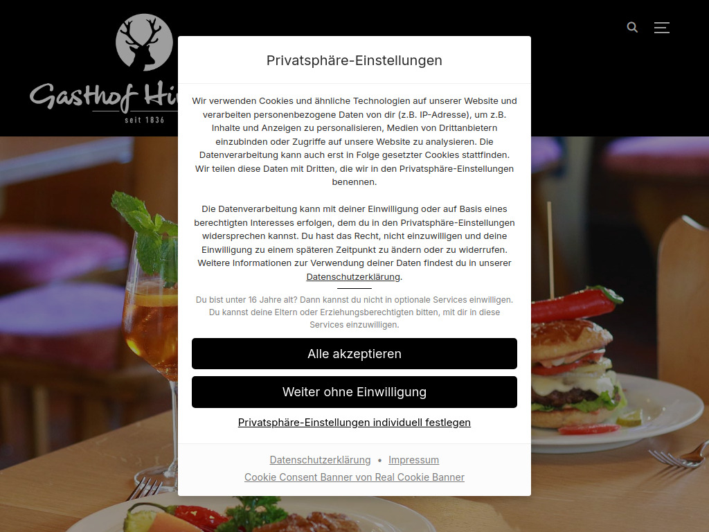Website von Gasthof Hirschen in Gailingen