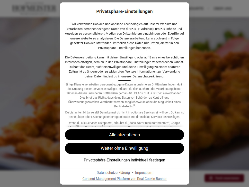 Website von Beim Hofmeister in Wien