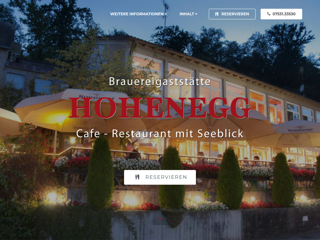 Website von Restaurant Hohenegg in Konstanz